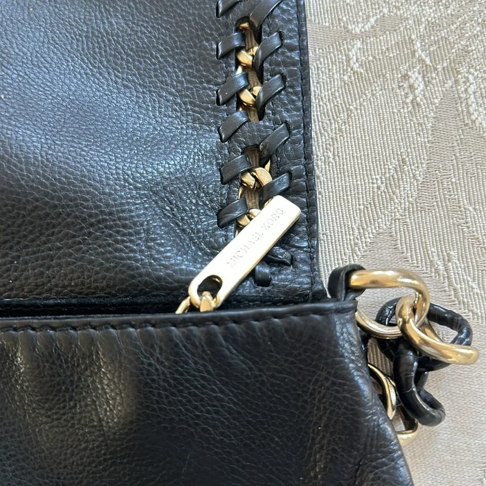 Michael Kors Black Leather Chain Shoulder Clutch